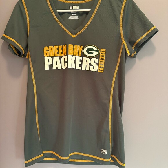 NFL Tops - Nike Green Bay Packers Womens V-Neck Athletic Tee Shirt Green Size M NFL